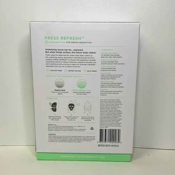 Zitsticka Press Refresh Hydrogel Exfoliating Sheet Mask - Picture 2 of 3